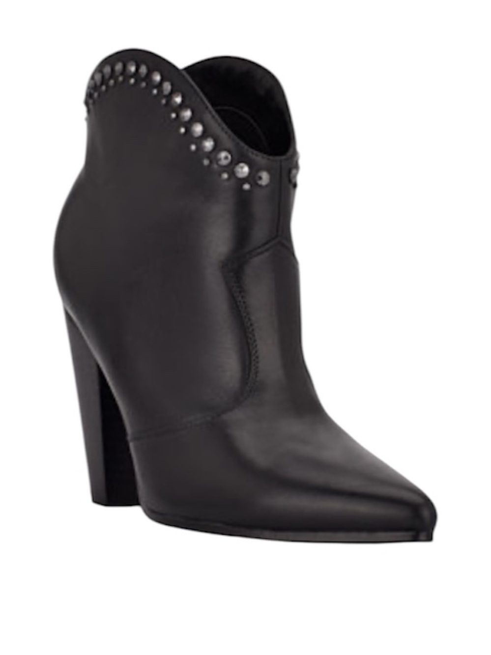 Nine West sera Black Studded Pointed-Toe western leather Ankle Boots women’s 7.5